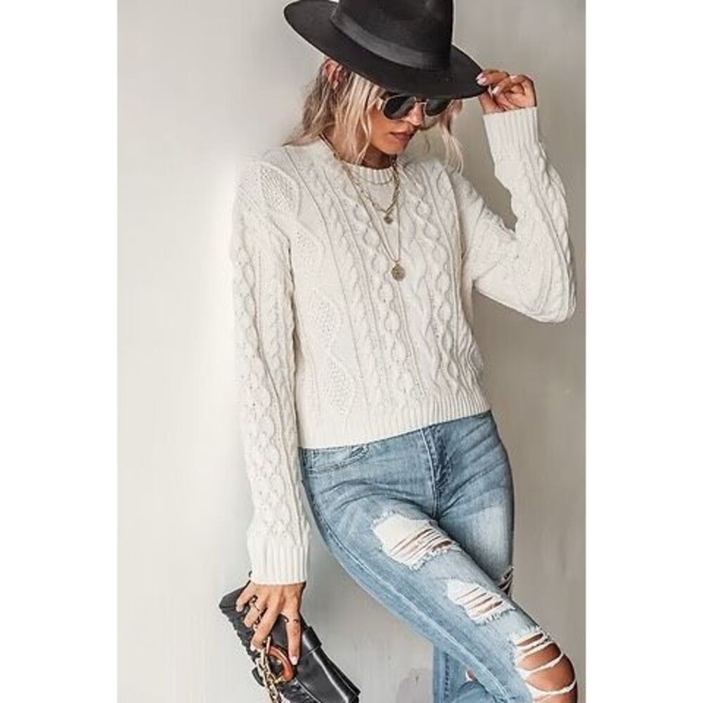 NWT Cupshe drop should cable knit sweater.